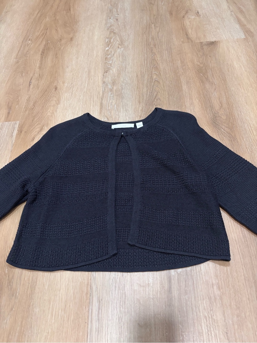 Hugo Boss Blue Cropped Tie-Front Knit Cardigan